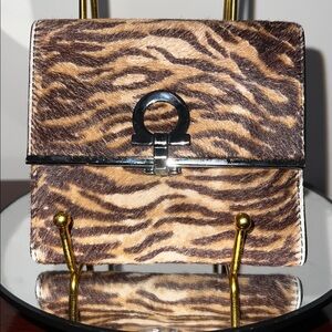Salvatore Ferragamo Brown Tiger Print Wallet